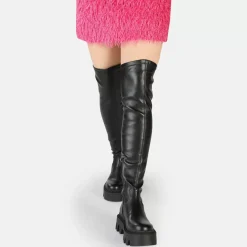 Discount BUFFALO Flora Overknee Bottes Vegan Noir