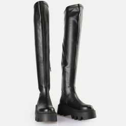 Discount BUFFALO Flora Overknee Bottes Vegan Noir