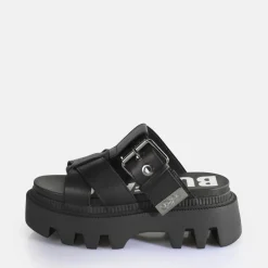 Clearance BUFFALO Flora Slide Sandales A Plateforme Veganes Noir