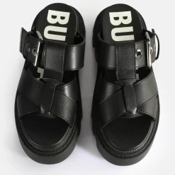 Clearance BUFFALO Flora Slide Sandales A Plateforme Veganes Noir