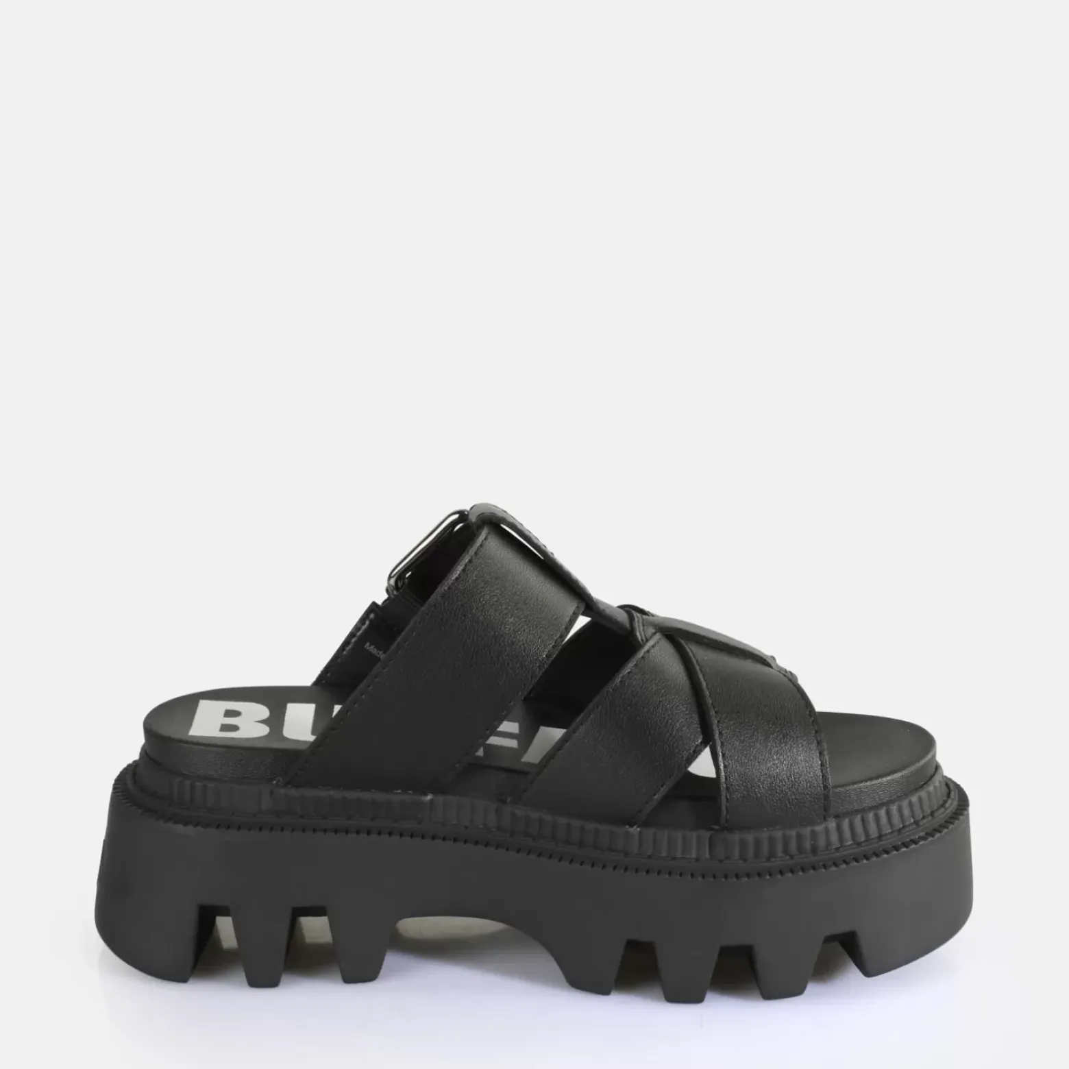 Clearance BUFFALO Flora Slide Sandales A Plateforme Veganes Noir