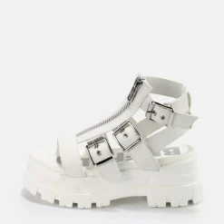 Hot BUFFALO Gld Zip Sandales A Plateforme Veganes Blanc