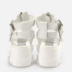 Hot BUFFALO Gld Zip Sandales A Plateforme Veganes Blanc
