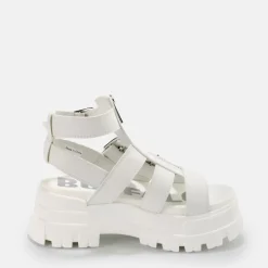 Hot BUFFALO Gld Zip Sandales A Plateforme Veganes Blanc