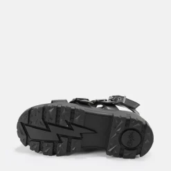 Cheap BUFFALO Gld Zip Sandales A Plateforme Veganes Noir