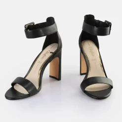 Cheap BUFFALO Jean Ankle Sandales A Talon Veganes Noir