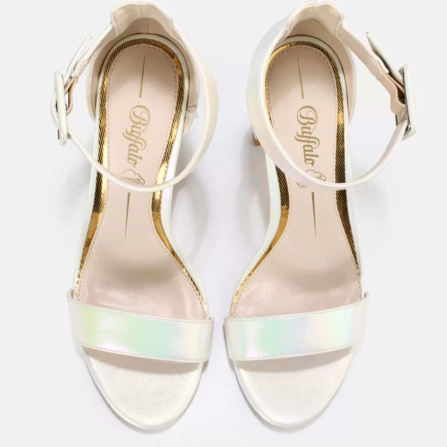 Shop BUFFALO Jean Ankle Sandales Veganes Perle Blanc