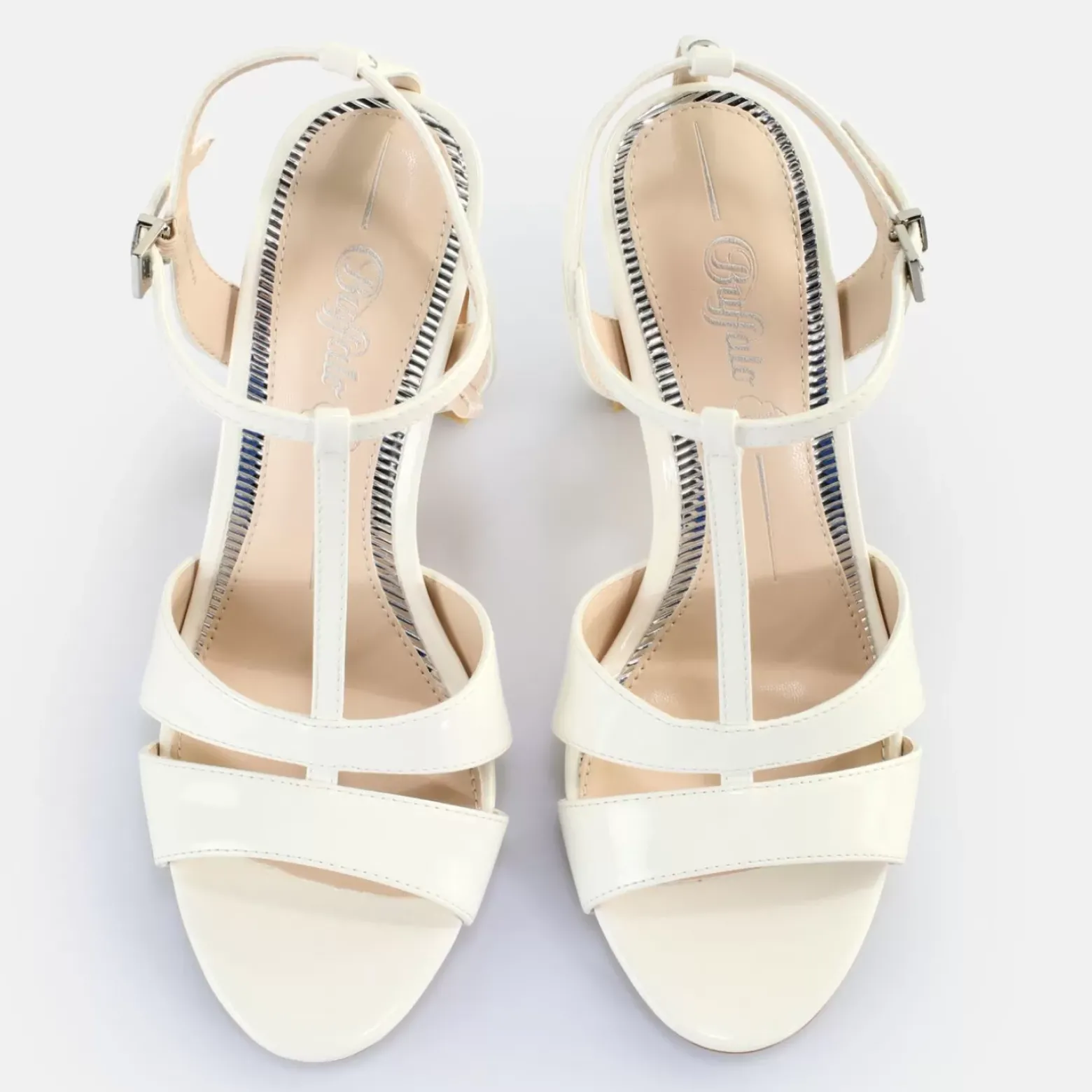 Best BUFFALO Jean Cage Sandales A Talon Veganes Blanc