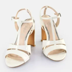 Best BUFFALO Jean Cage Sandales A Talon Veganes Blanc