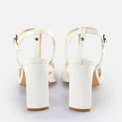 Best BUFFALO Jean Cage Sandales A Talon Veganes Blanc