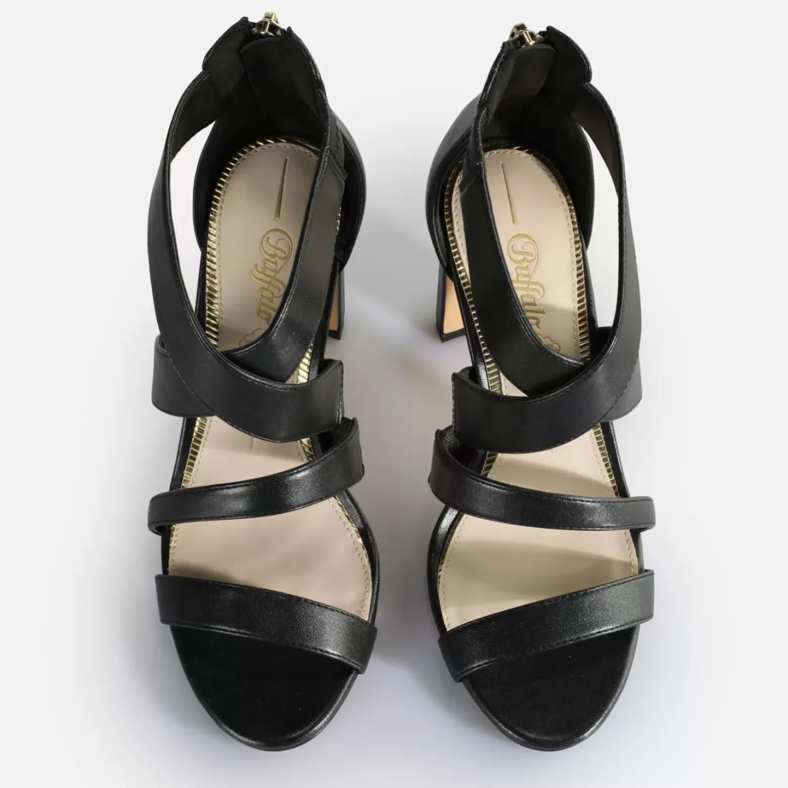 Best BUFFALO Jean Flow Sandales A Talon Veganes Noir