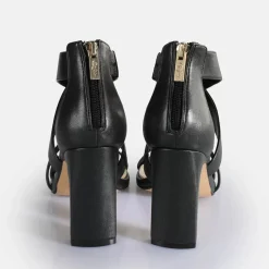 Best BUFFALO Jean Flow Sandales A Talon Veganes Noir