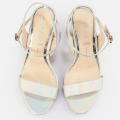 Hot BUFFALO Jean Neat Sandales A Talon Vegan Mermaid Blanc/Mermaid