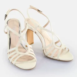 Shop BUFFALO Jean Vamp Sandales A Talon Veganes Blanc