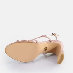 Hot BUFFALO Jean Vamp Sandales A Talon Veganes Fonce Rose