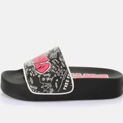 Online BUFFALO Lake Graffiti Claquettes De Piscine A Plateforme Veganes Noir