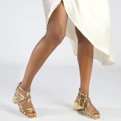 Hot BUFFALO Lilly Cage Sandales A Talon Veganes D E Or