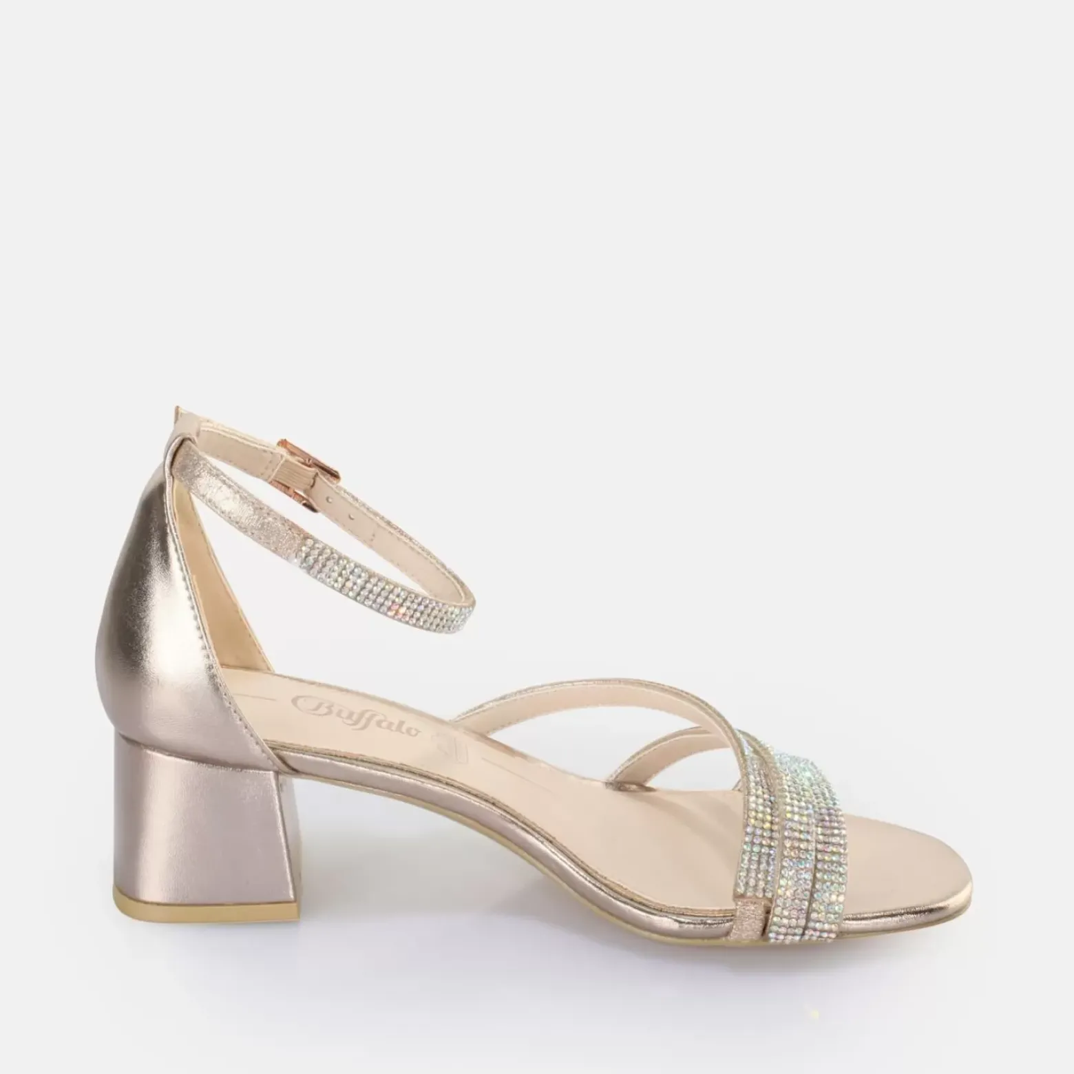 Cheap BUFFALO Lilly Glam Sandales A Talon Vegan Rose Or