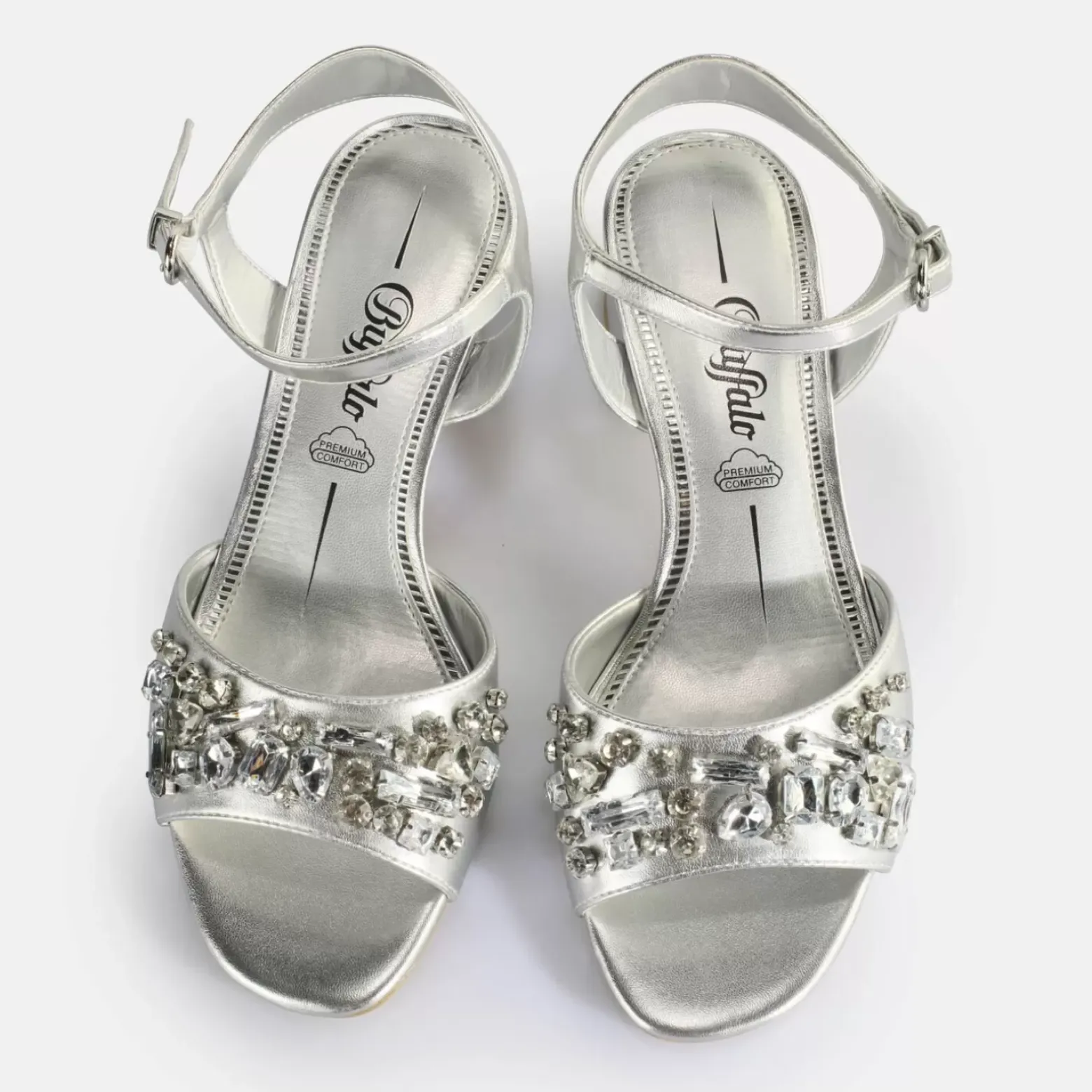 Best Sale BUFFALO Lilly Ice Sandales A Talon Veganese Argent