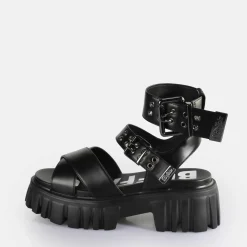 Hot BUFFALO Lion Choker Sandales A Plateforme Veganes Noir