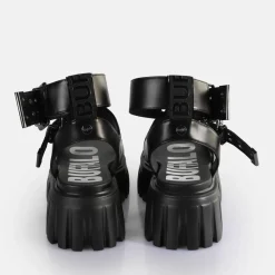 Hot BUFFALO Lion Choker Sandales A Plateforme Veganes Noir