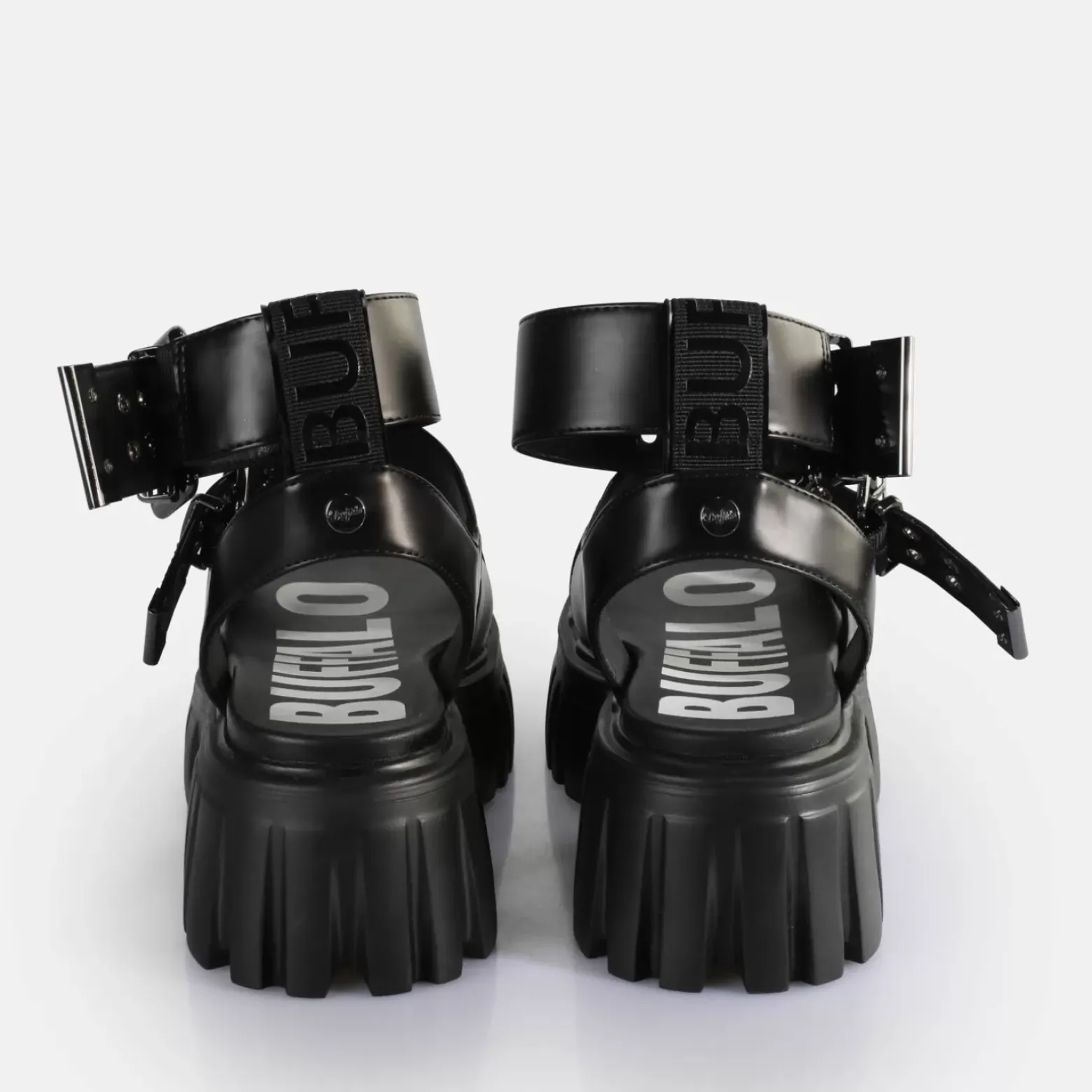 Hot BUFFALO Lion Choker Sandales A Plateforme Veganes Noir