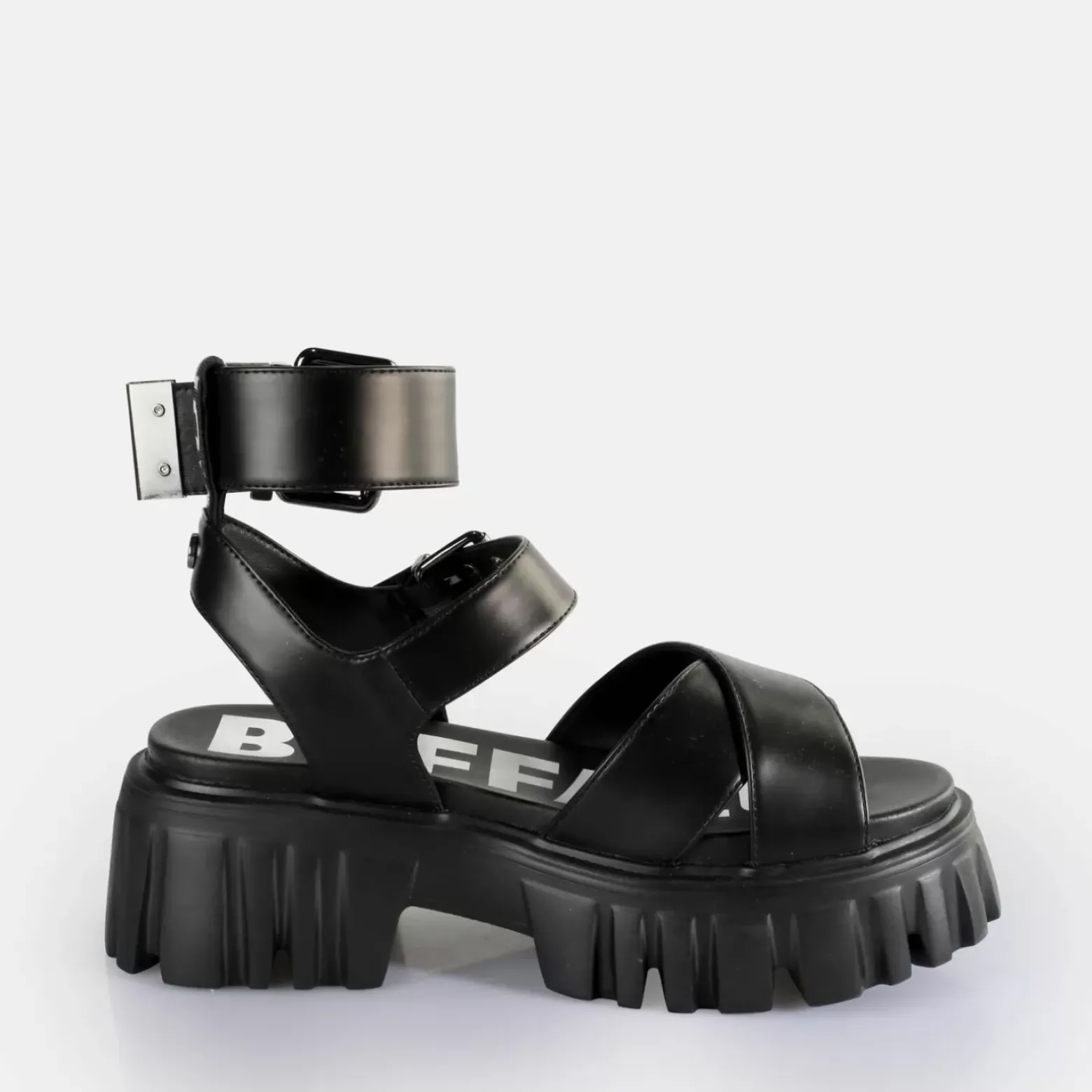 Hot BUFFALO Lion Choker Sandales A Plateforme Veganes Noir