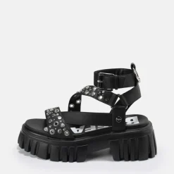 New BUFFALO Lion Riv Sandales A Plateforme Veganes Noir