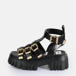 Discount BUFFALO Lion Teeth Sandales A Plateforme Veganes Noir