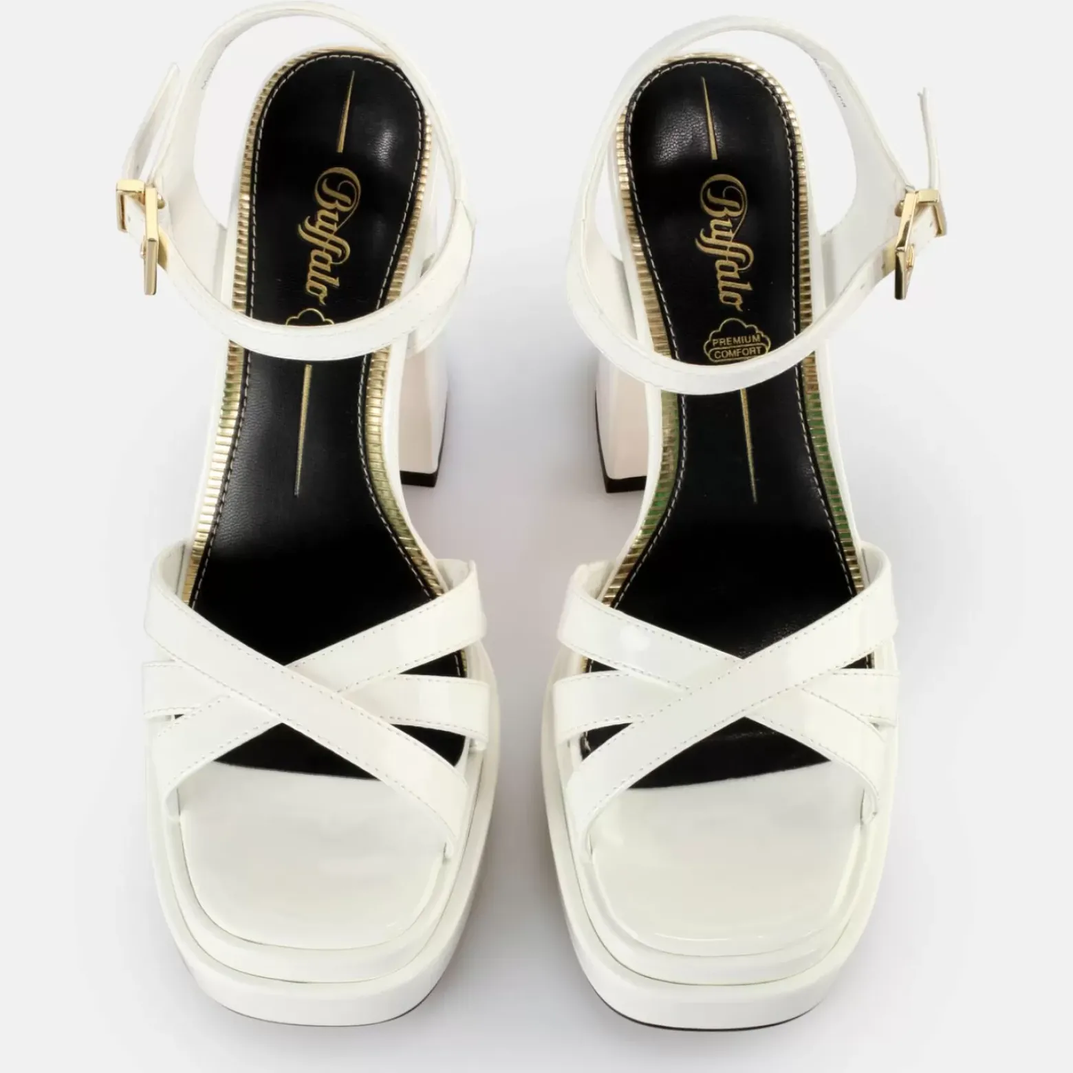 New BUFFALO May Donna Sandales A Talon Veganes Blanc