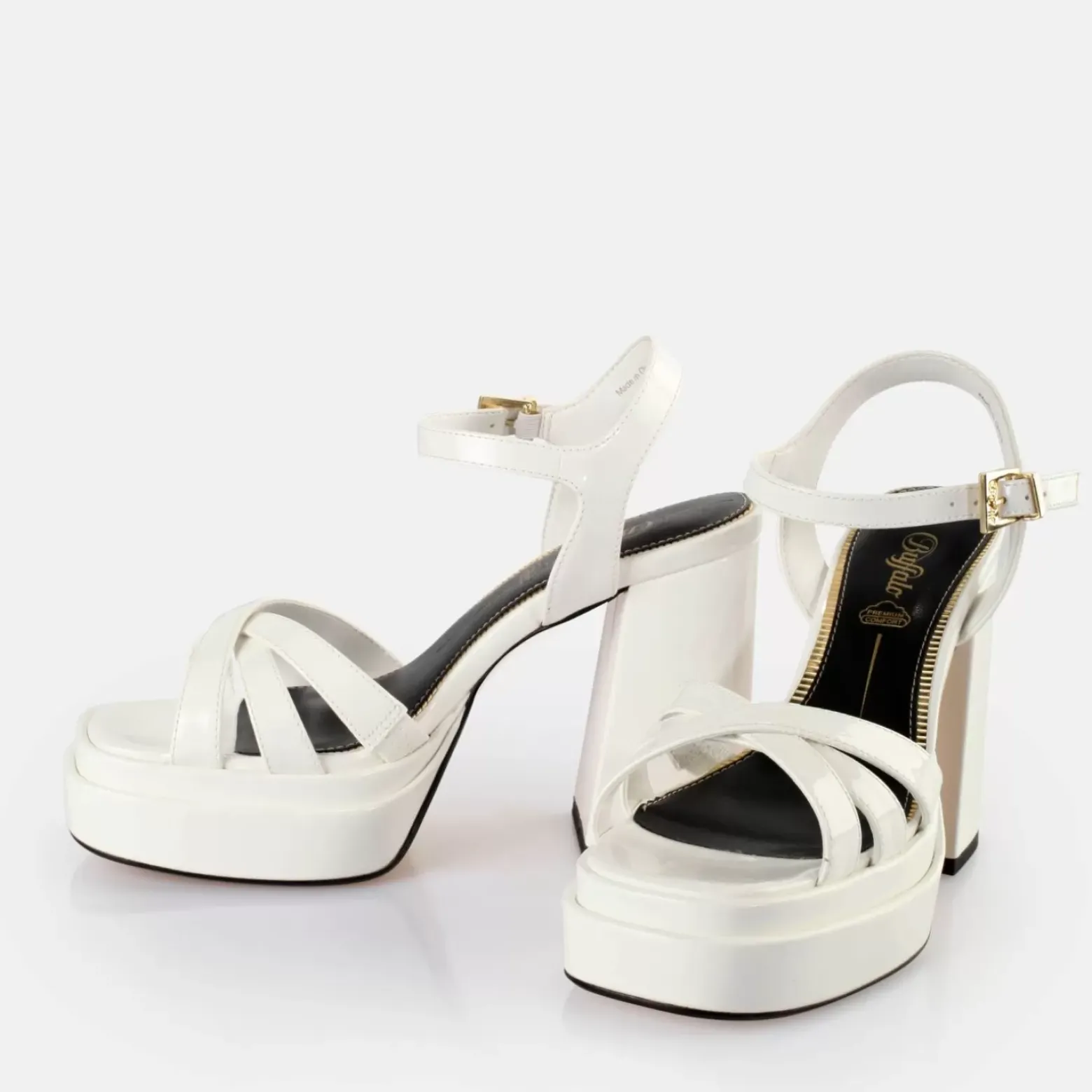 New BUFFALO May Donna Sandales A Talon Veganes Blanc