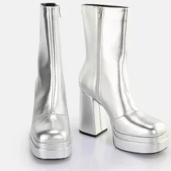 Cheap BUFFALO May Zip Boot Mid Bottines Vegan Argent