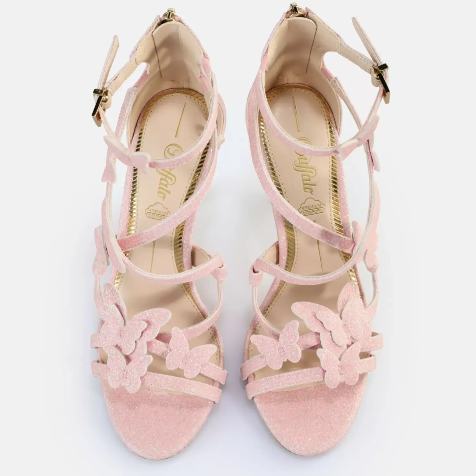 Fashion BUFFALO Miranda Butterfly Sandales A Talon Veganes Rose