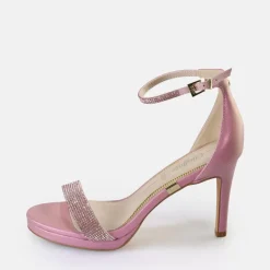 Fashion BUFFALO Monroe 2 Sandales A Talon Veganes Rose Metallise Rose Vif