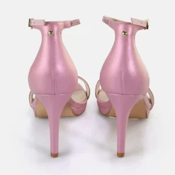 Fashion BUFFALO Monroe 2 Sandales A Talon Veganes Rose Metallise Rose Vif