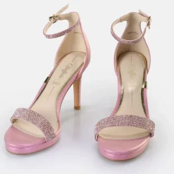 Fashion BUFFALO Monroe 2 Sandales A Talon Veganes Rose Metallise Rose Vif