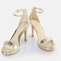 Best BUFFALO Monroe 2 Sandales A Talon Vegan Snake Gold