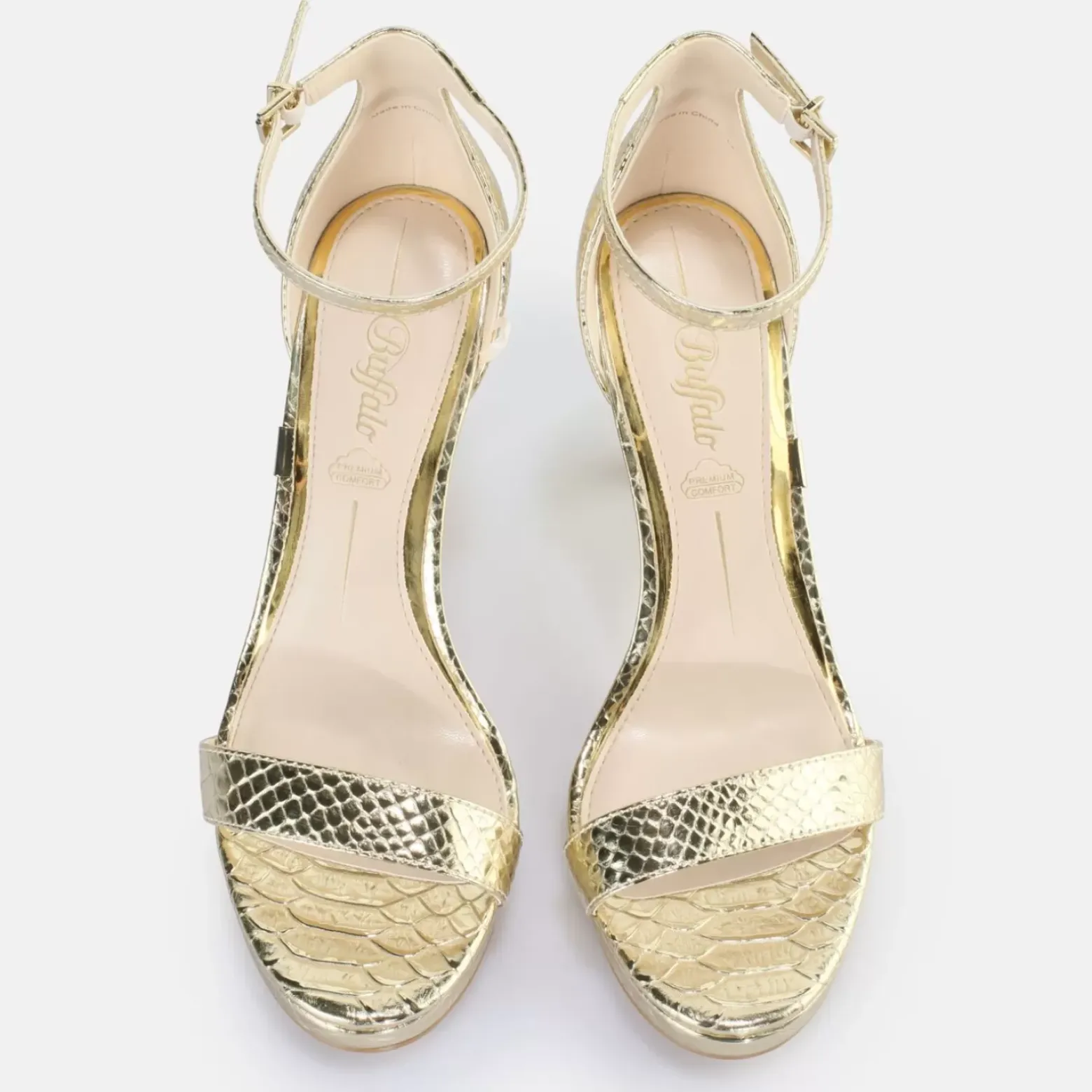 Best BUFFALO Monroe 2 Sandales A Talon Vegan Snake Gold