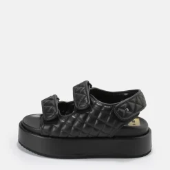 Outlet BUFFALO Noa Quilt Sandales Plateforme Veganes Noir