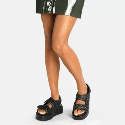 Outlet BUFFALO Noa Quilt Sandales Plateforme Veganes Noir