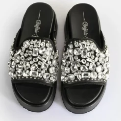 Cheap BUFFALO Noah Glam Slide Sandales A Plateforme Veganes Noir