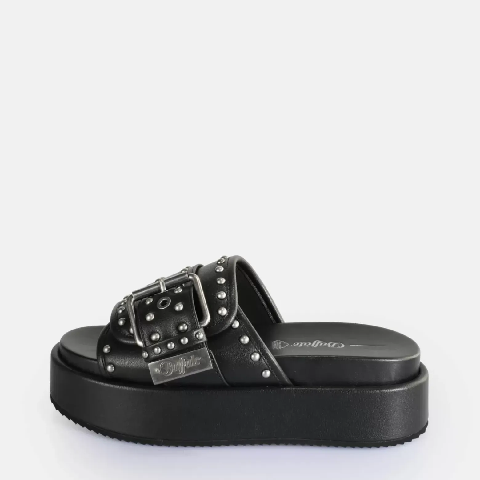 Best BUFFALO Noah Rock Slide Sandales A Plateforme Veganes Noir