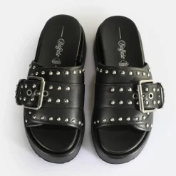 Best BUFFALO Noah Rock Slide Sandales A Plateforme Veganes Noir