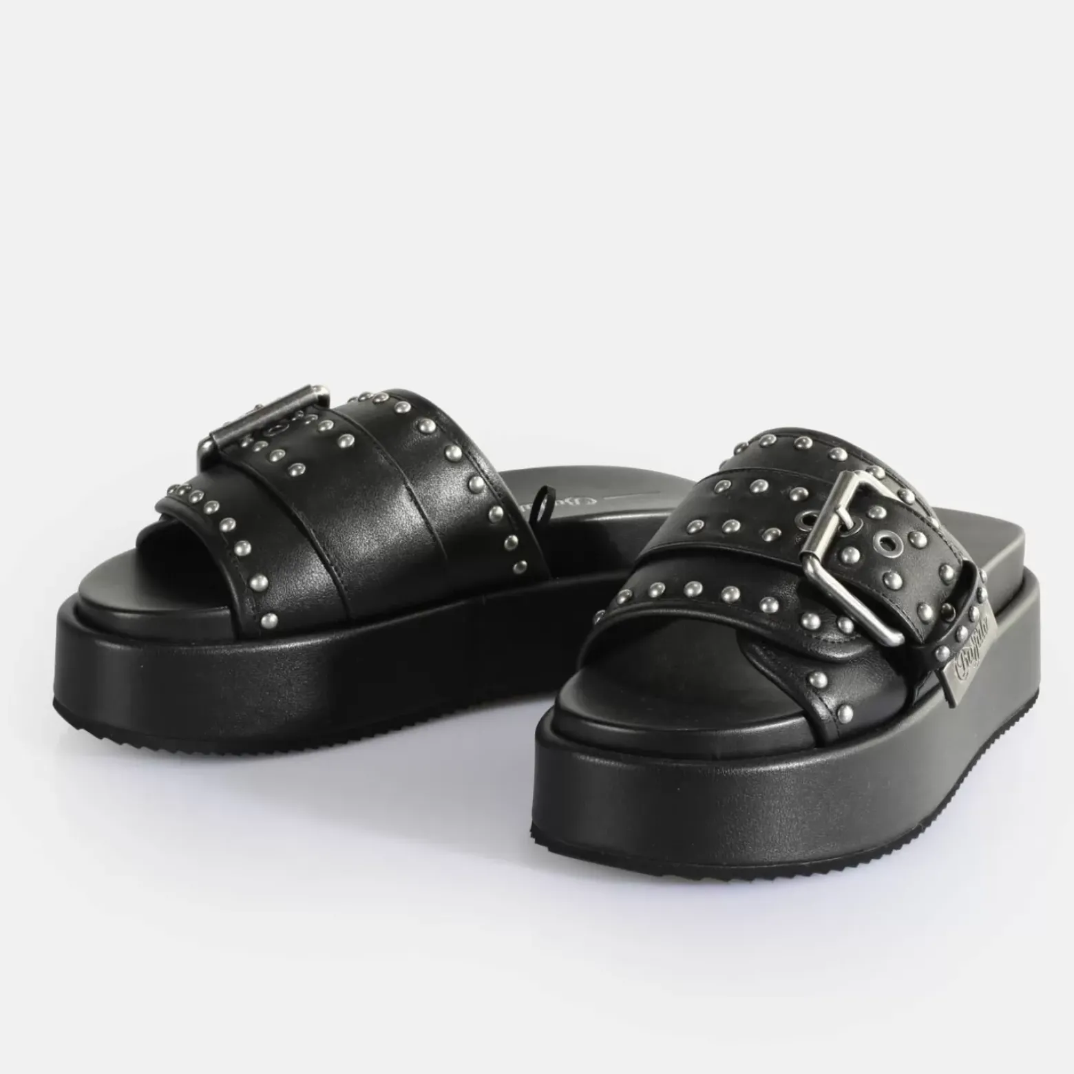 Best BUFFALO Noah Rock Slide Sandales A Plateforme Veganes Noir