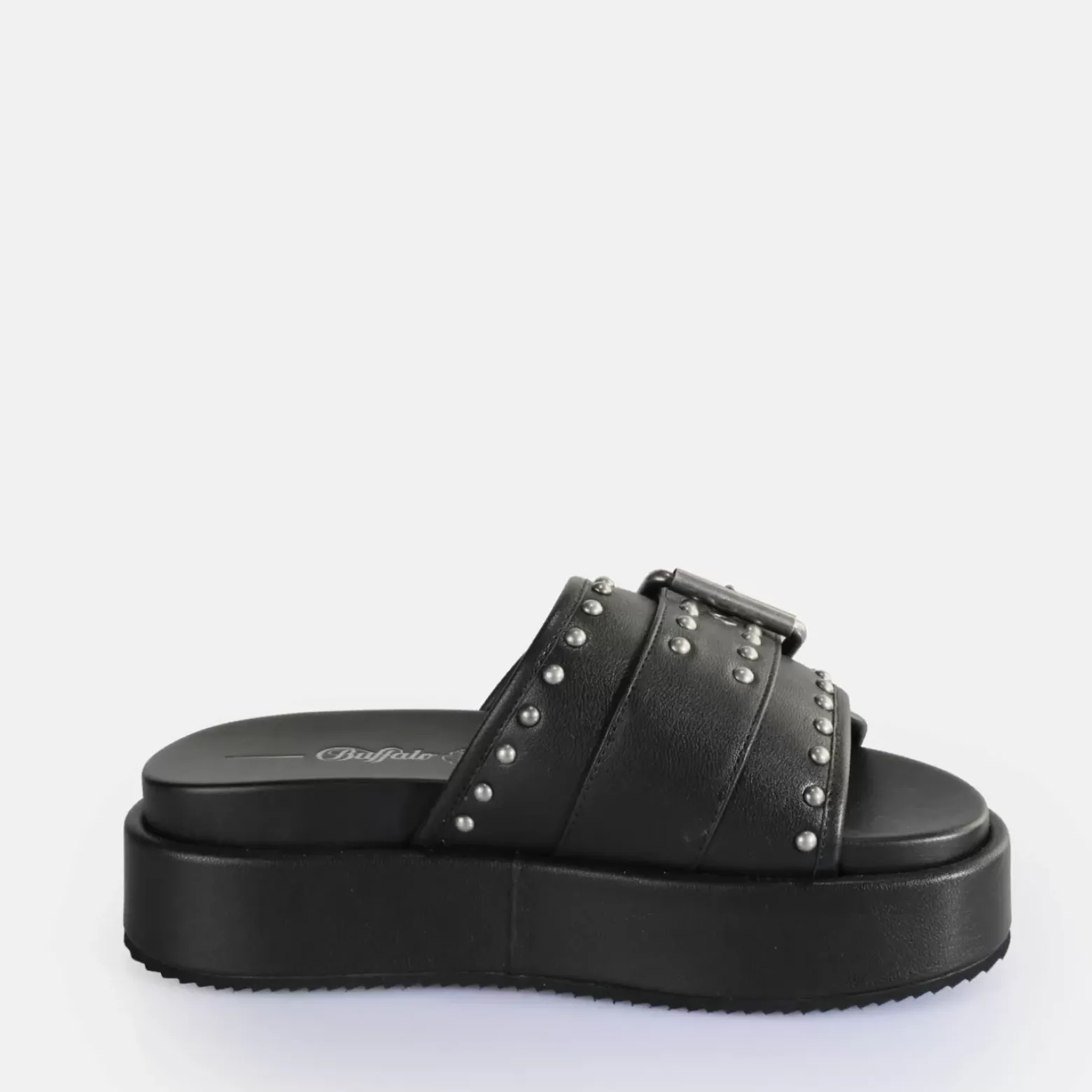 Best BUFFALO Noah Rock Slide Sandales A Plateforme Veganes Noir