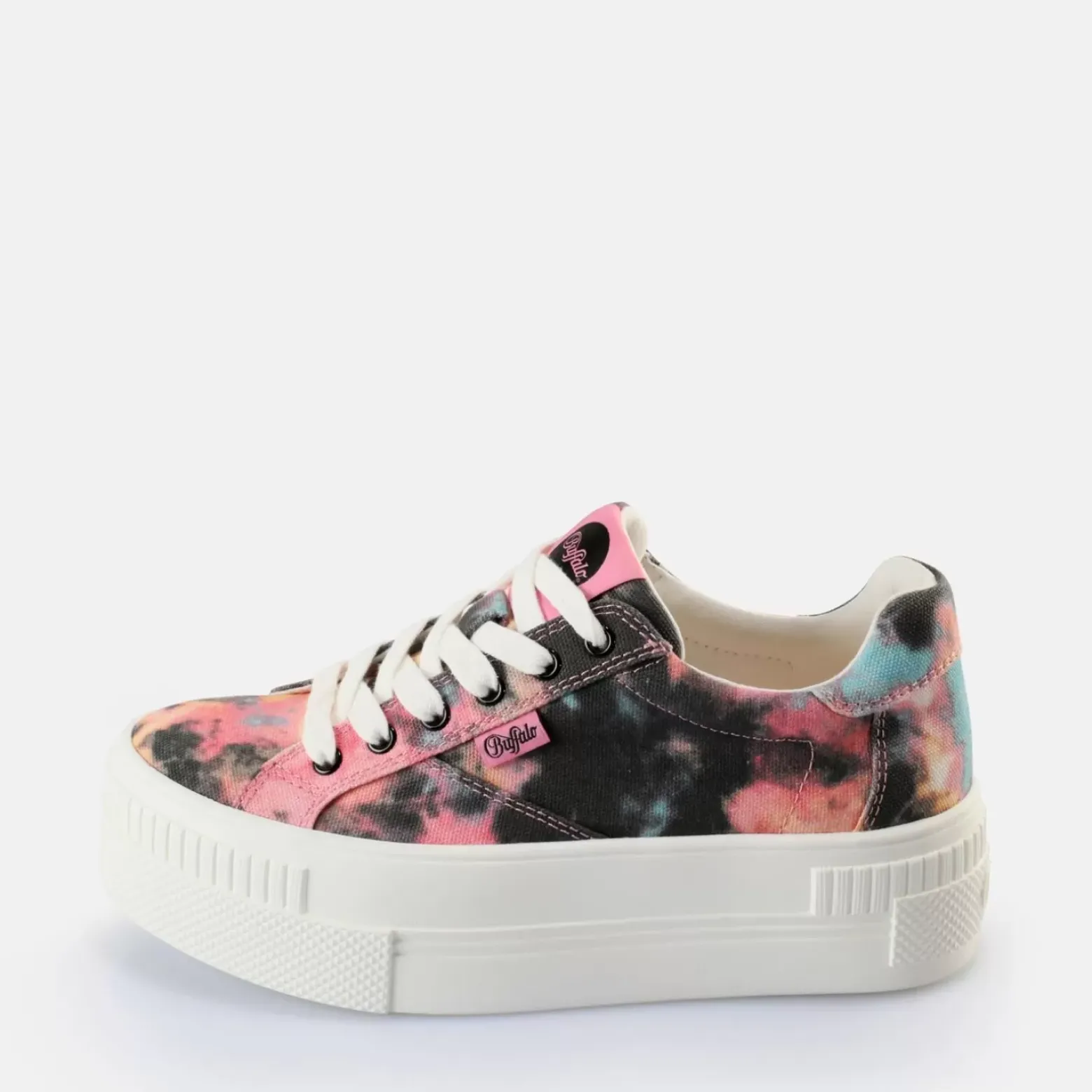 Discount BUFFALO Paired Baskets Basses Veganes Noir-Rose Rose Vif