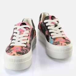 Discount BUFFALO Paired Baskets Basses Veganes Noir-Rose Rose Vif