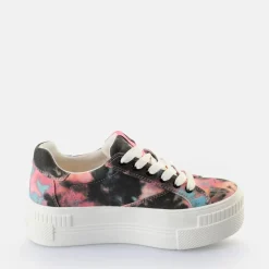 Discount BUFFALO Paired Baskets Basses Veganes Noir-Rose Rose Vif