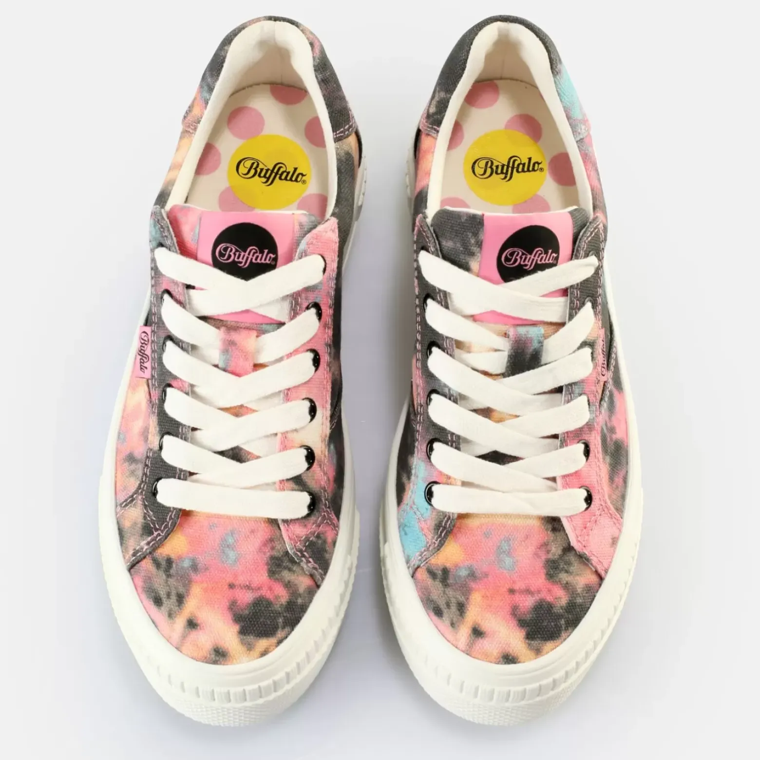 Discount BUFFALO Paired Baskets Basses Veganes Noir-Rose Rose Vif
