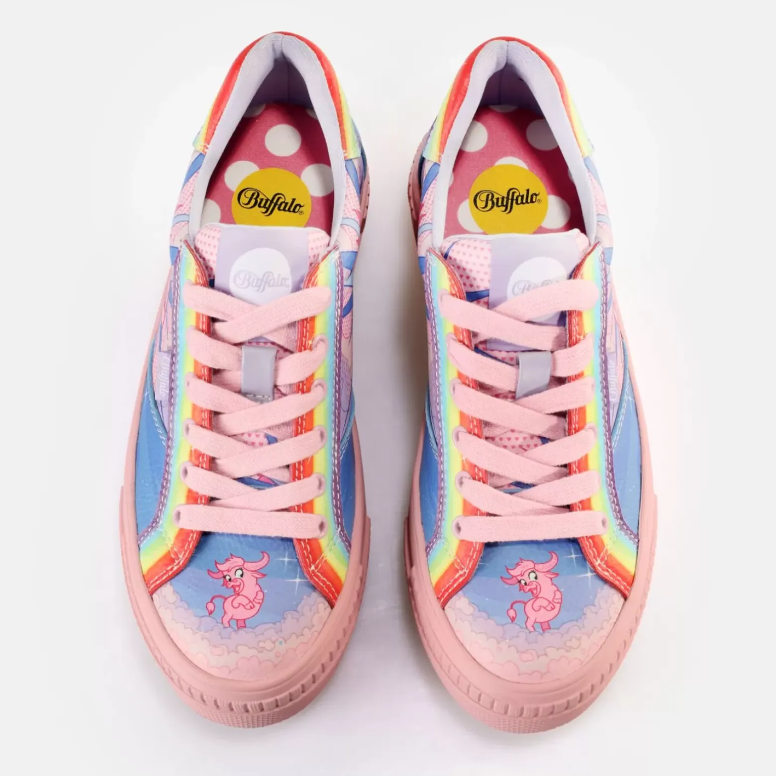 Discount BUFFALO Paired Graffiti Baskets Basses Veganes Purple Love Multicolore